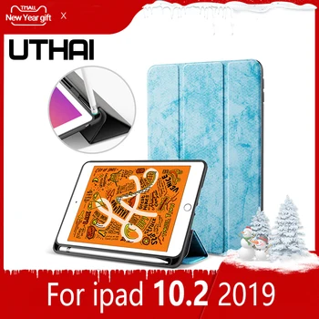 UTHAI E017ss iPad 10.2 Atveju, su Ultra-plonas Magnetinio TPU Silikono Minkštas Automatinis Miego Pabusti Atveju, Pen Nuotrauka